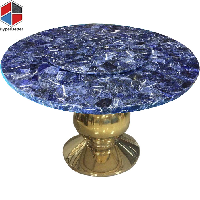 Purple agate dining table with lazy susan