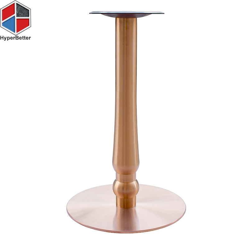 Stainless steel leg dining table base with shaped column