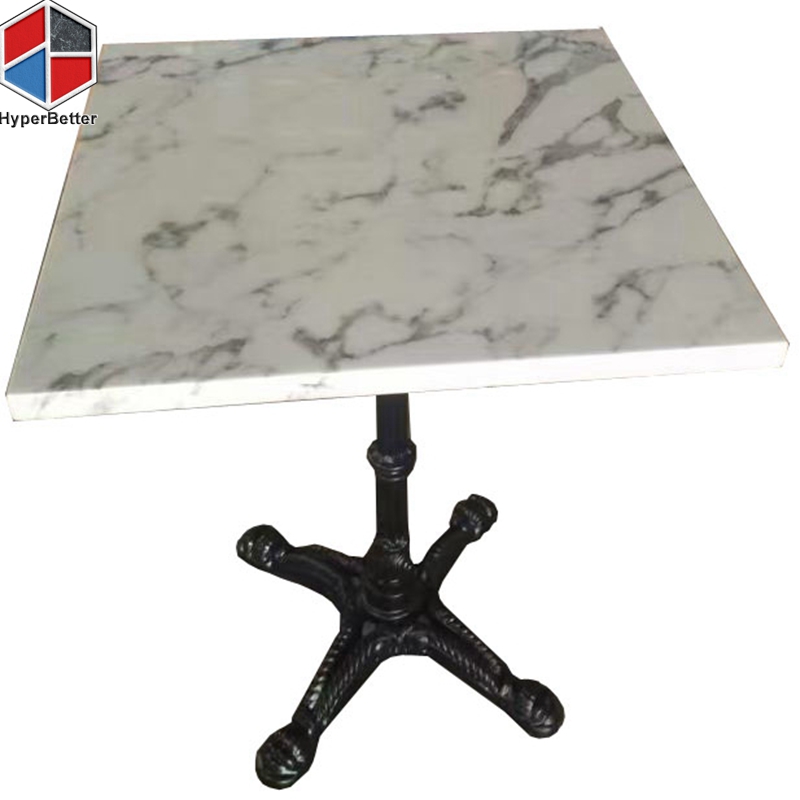 70cm square faux white marble coffee table