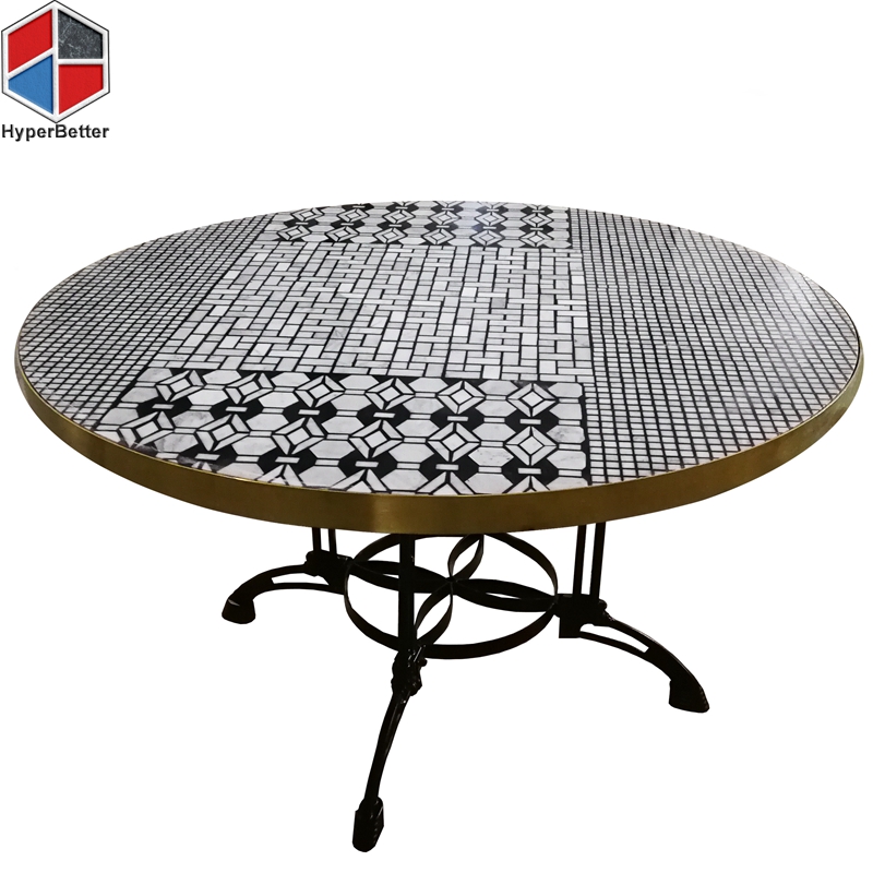 120cm round marble mosaic dining table tops