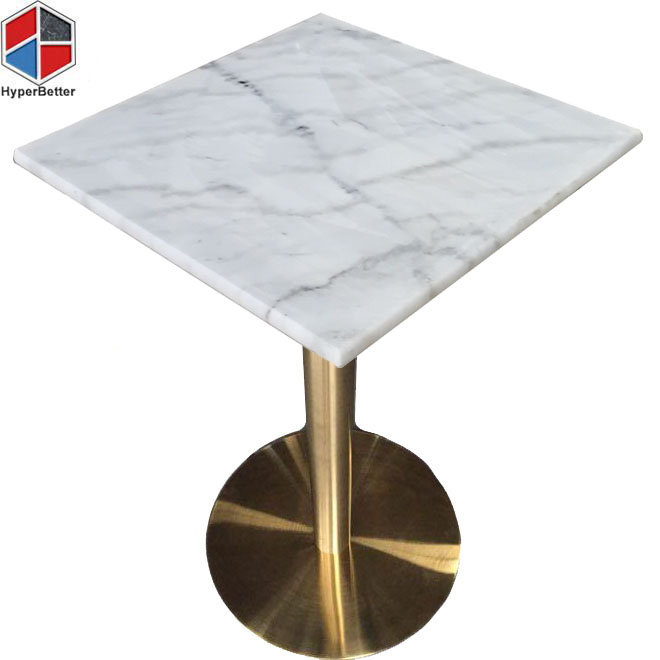 Square white marble top dining room table