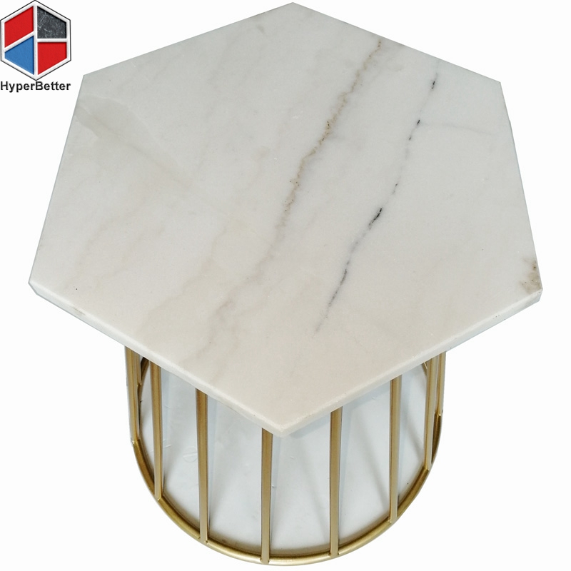 40cm hexagonal marble coffee table end table