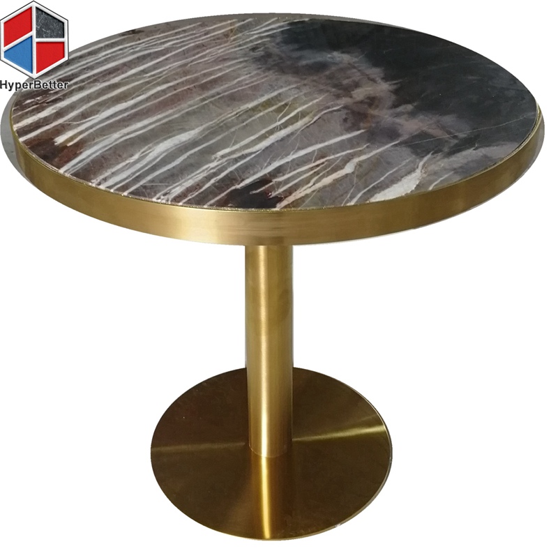 Electroplated Stainless Steel frame grey dining table marble top