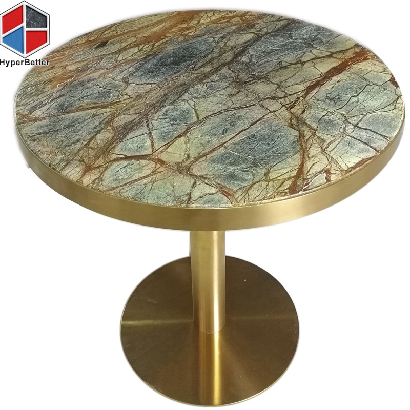 Brass frame Rainforest round coffee table marble modern