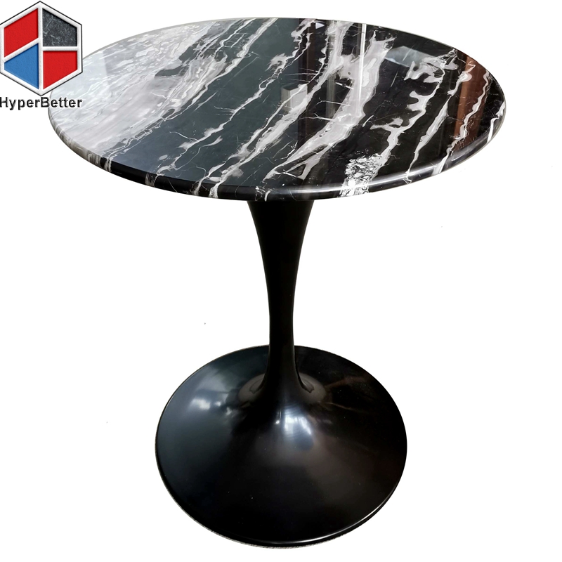 Black coffee tables in steel tulip and marble