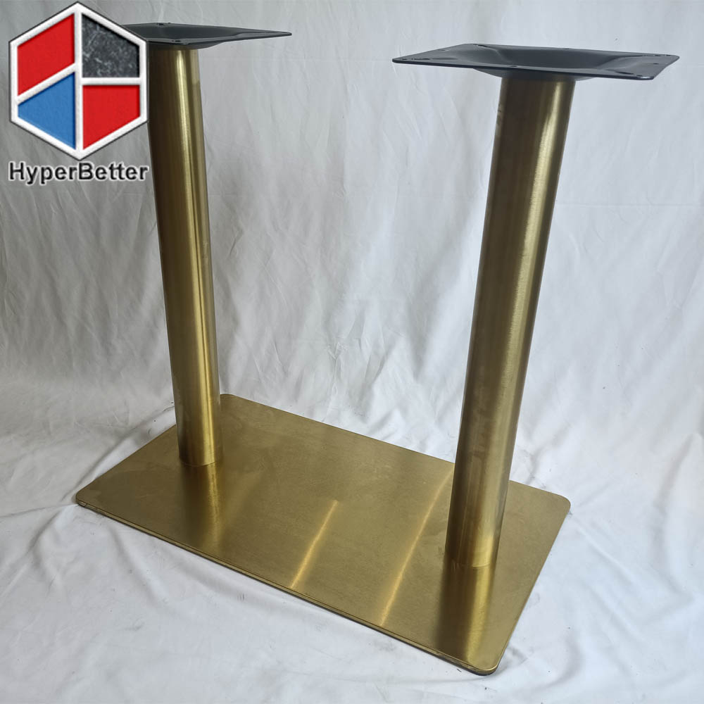 Heavy duty dining table leg  brushed golden dining table 