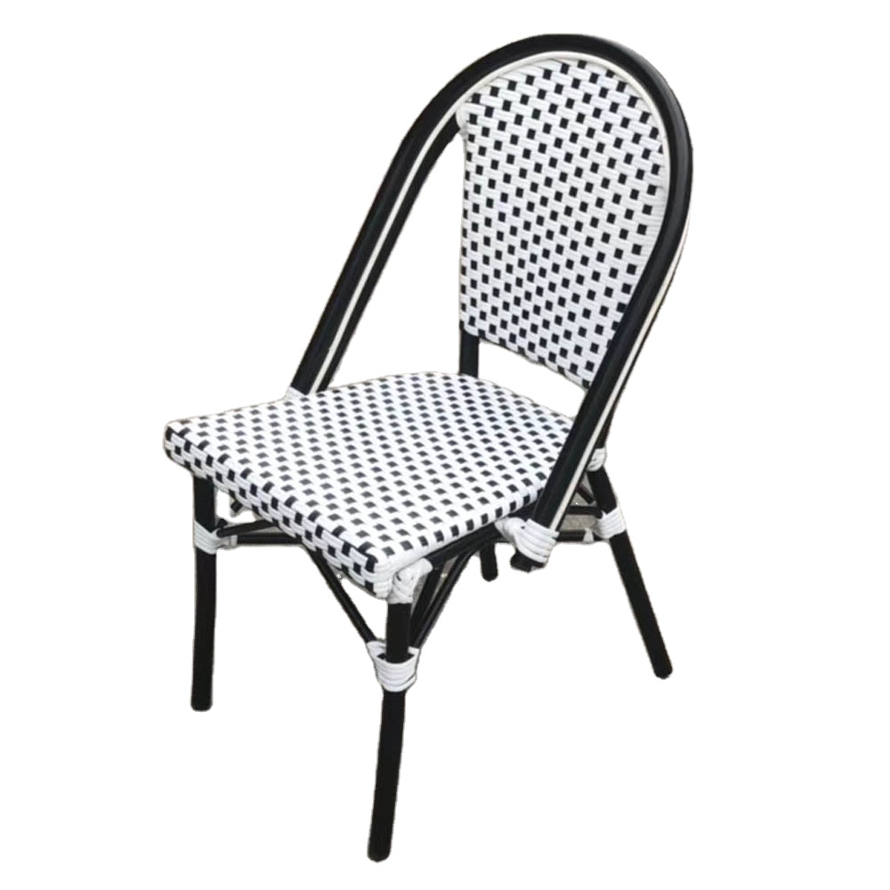 Black and white PE rattan dining chair