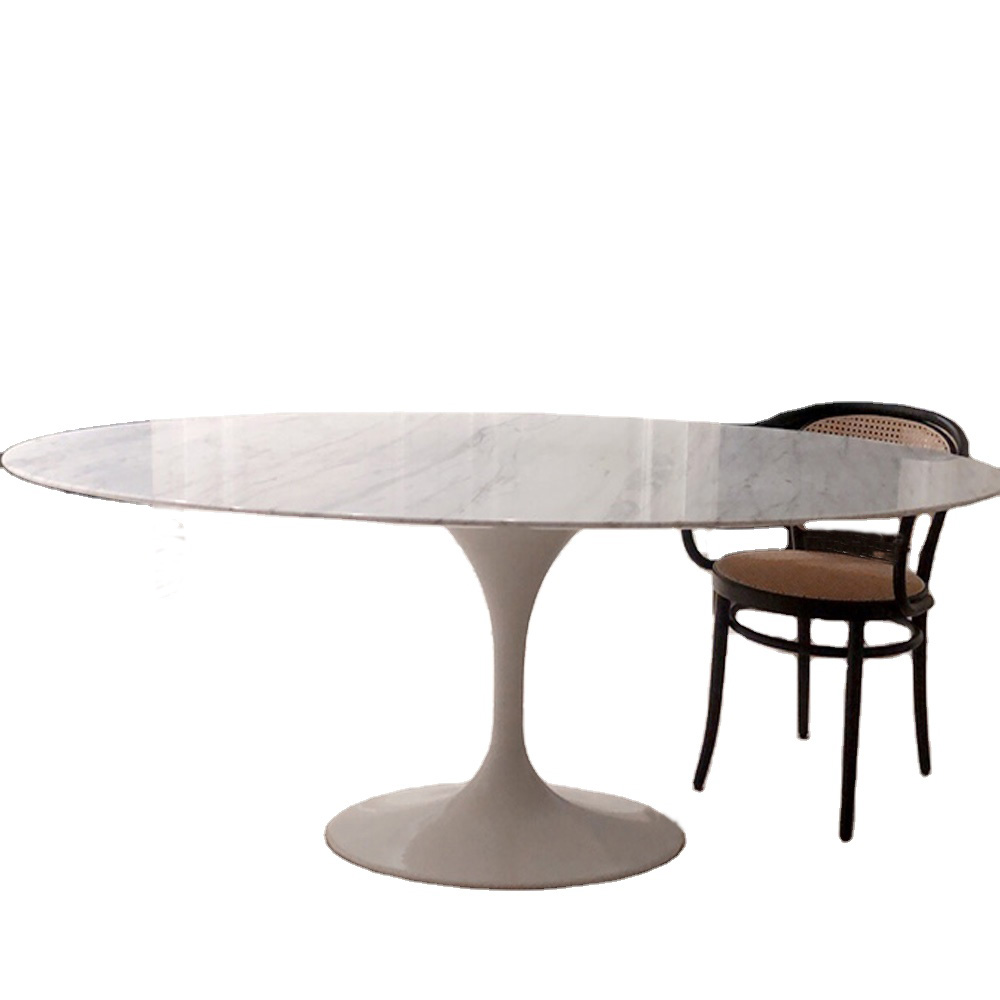 Marble top oval dining table