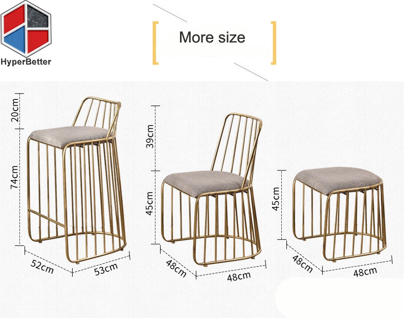 Simple design gold metal dining chair