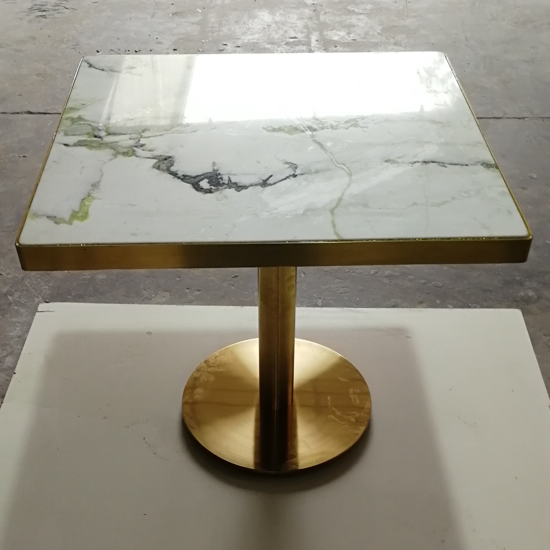 70cm round green white dinning table marble